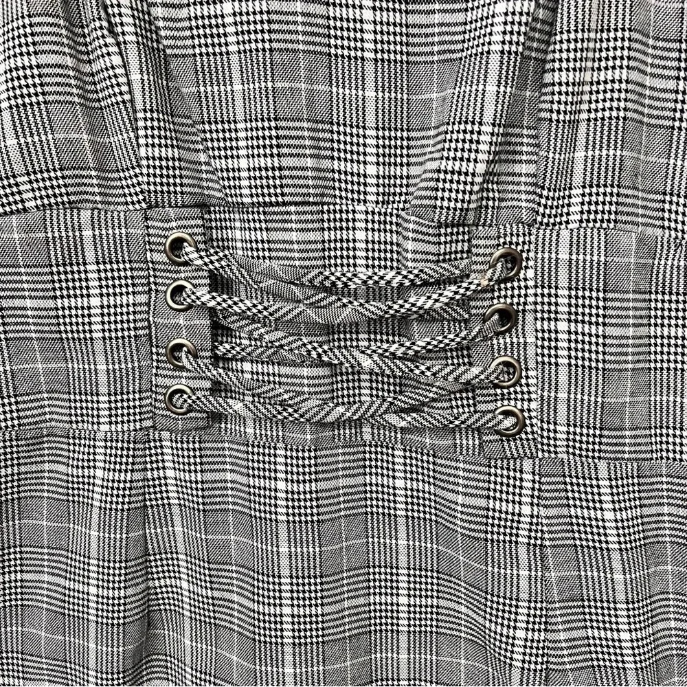 Faux Corset Houndstooth Dress Dark Academia Preppy Y2K Grunge 90’s - Picture 2 of 9